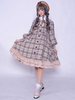 Klassischer Lolita Mantel karierter Rüschenbogen Button Up Lolita Wollmantel