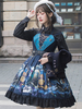 Klassisches Lolita JSK Kleid Dark Navy Ärmellose PU Schnürung Süße Lolita Pullover Röcke