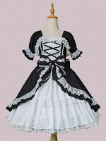 Klassisches Lolita-Kleid Baumwolle ärmellose schwarze Lolita-Kleider