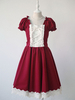 Klassisches Lolita OP-Kleid mit Spitzenbesatz und Rüschenfalte rotes Lolita-Lolita-Kleid aus einem Stück