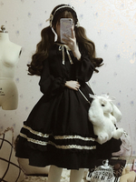 Klassisches Lolita OP Kleid Schleife Ruffl Zweitoniges Lolita Einteiliges Kleid