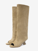 Kniehohe Stiefel aus Wildleder mit Peep-Toe-Design und Absatz
