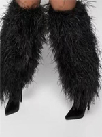 Kniehohe Stiefel für Damen Kunstfell spitze Zehenpartie hoher Absatz knielange Stiefel