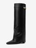 Knielange Stiefel Damen PU Leder Metalldetails Kniehohe Stiefel