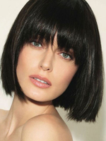 Künstliche Schönheit Make-up Damen Perücke 2020 Modische Kurze gerade Frauen Blunt Pony Bobs Synthetische Perücke in Schwarz Bob für Openair
