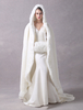 Kunstpelz Jacke Hochzeit lange Braut Cape Mantel mit Kapuze Elfenbein Winter Wrap Mantel