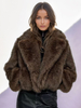 Kunstpelzjacke in Braun mit Revers Winteroberbekleidung für Damen 2025