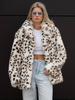 Kunstpelzmantel mit Leopardenmuster und Revers umweltfreundliche Winterpelzjacke