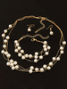Kunstperle Brautschmuck Set mit Perlen und Ohrringen und Halskette und Armreif