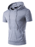 Kurzarm T Hemd 2020 Mit Kapuze Kordelzug Manschette Regelmäßig Fit Baumwolle Top Herren Lässiges T Hemd