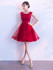 Kurze Ballkleider 2022 Burgund Spitze Applique Tulle NiedlichGraduation Party Kleid