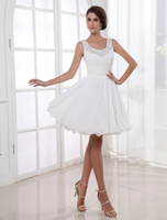 Kurzes Abendkleid weiß Kleid für Abschlussparty aus Chiffon