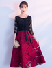 Lace Cocktailkleider Burgundy Short Graduation Dress Eine Linie Half Sleeve Wedding Guest Dress