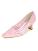 Lace-Hochzeit Schuhe Damen Slipper Chunky Heel Brautschuhe