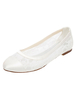 Lace-Hochzeit Schuhe flach Elfenbein Pumps Runde Brautschuhe Slipper