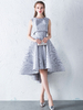 Lace Homecoming Kleid Hellgrau trägerlosen A Line Party Kleider High Low Cocktail Kleider Mit Jacke