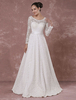 Lace Wedding Dress rückenfrei lange Ärmel Brautkleid a-Linie bodenlang Luxus Brautkleid