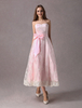 Lace Wedding Dresses Kurze weiche rosa trägerlosen Sweetheart Ausschnitt Bow Sash Tee Länge Abendkleid