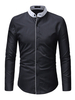 Langarm-Shirt Stehkragen Two Tone Slim Fit Herren Freizeithemd