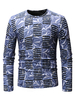 Langarm-T-Shirt Blau zerrissener Druck Baumwolle Männer Casual T-Shirt