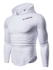 Langarm-T-Shirt Brief Print Kapuze U-Saum Slim Fit Weißes Unterhemd für Männer