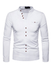 Langarm T-Shirt Designed Ausschnitt Taste Tasche Slim Fit Casual T-Shirt für Männer