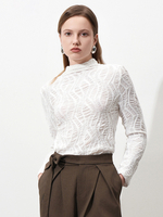 Langarm-T-Shirt mit plissiertem strukturiertem tailliertem Halbrollkragen und Baselayer-Oberteilen für Damen 2025