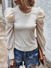 Langarm T-Shirts Aprikose Jewel Neck Frauen T-Shirt