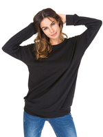 Langarm T-Shirts Black Jewel Neck Striped Women T-Shirt