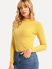 Langarm T-Shirts Gelb Jewel Neck Slim Fit T-Shirt für Frauen