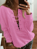 Langarm T-Shirts Grau Polyester Casual T-Shirt mit V-Ausschnitt für Frauen