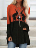 Langarm-T-Shirts Orange bedrucktes Jewel Neck Women Tee