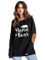 Langarm-T-Shirts Schwarzes Juwelenhals-bedrucktes T-Shirt für Frauen