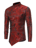 Langarmhemd 2020 Jacquard Stehkragen Irreguläres Design Surplice Button Up Burgund Herren Freizeithemd
