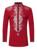 Langarmhemd Ethnic Print Stehkragen Herren Freizeithemd