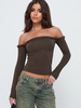 Langarmshirt Off-Shoulder Frühling Basic T-Shirt für Damen 2025
