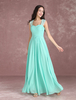 Lange Brautjungferkleid A-Linie- bodenlang mit Herz-Ausschnitt Chiffon und Mintgrün