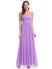 Lange Brautjungferkleid bodenlang mit Herz-Ausschnitt A-Linie- Hochzeit Party Chiffon Fliederfarbe