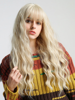 Lange Haare Perücke Blunt Bangs Hitzebeständige Faser Tousled synthetische Perücken