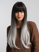 Lange Haare Perücken Frauen geschichtet zwei Ton gerade synthetische Perücken