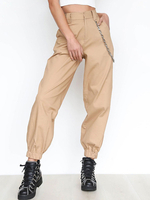 Lange Hosen für Frauen Khaki Taschen Polyester Athletic Harem Hose