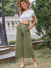 Lange Hosen Hunter Green Plissee Polyester Übergroße Hose mit erhöhter Taille