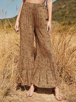Lange Hosen Khaki Plissee Baumwolle Erhöhte Taille Bedruckte Übergroße Hose
