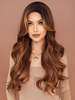 Lange lockige Haarperücke mit Mittelscheitel große Welle hitzebeständige Faser Alltagsperücke für Frauen 2025