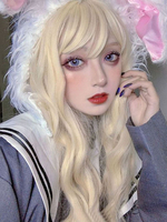 Lange Lolita Perücken Lockige blonde Lolita Haarperücke mit Pony
