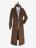 Lange Mäntel aus Wolle für Herren mit Reverskragen und schmaler Passform in Kamel
