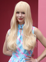 Lange Perücke Beige Lockiges Viskose Western Style Layered Synthetische Perücken für Frauen