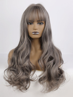 Lange Perücke Blunt Fringe Layered synthetische Perücken