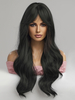 Lange Perücke für Damen aus PU schwarz hitzebeständige Faser lange synthetische Perücken