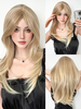 Lange Perücke für Damen Hellgold glatt hitzebeständige Faser elegant zerzaust lange synthetische Perücken